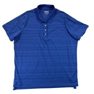 Lands End Polo Shirt Mens 1X Blue Golf Short Sleeve Striped Stretch